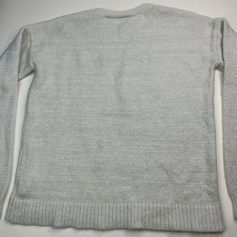 The Children's Place Grey Shimmer LOVE Sweater Girls Size 14 XL Rainbow Sequin